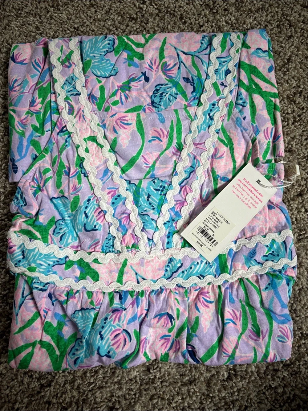 Lilly Pulitzer Floral Tiered Maxi Dress in Light Blue, Pink, and Green